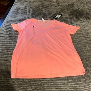 Pink/Salmon Under Armour V Neck T Shirt NWT